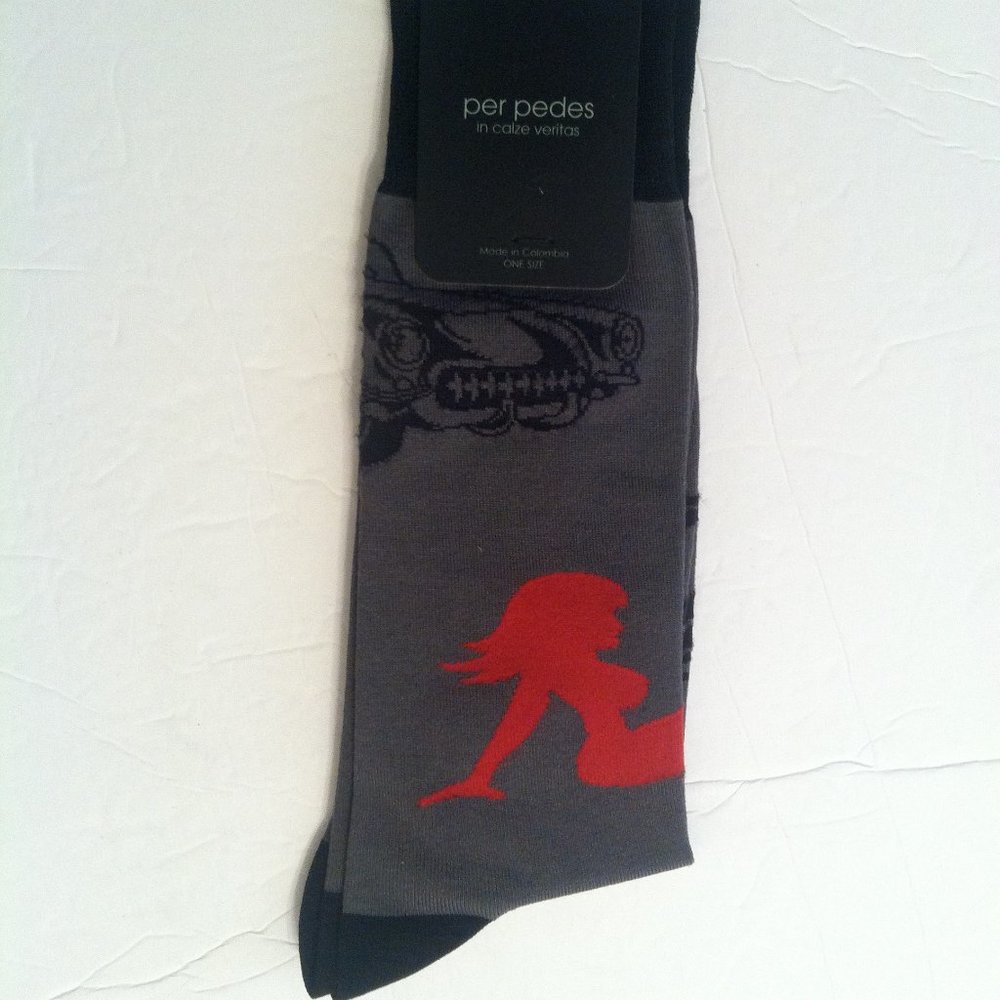 PER PEDES MENS NEW GRAY MERCERIZED COTTON BLEND DRESS SOCKS ONE SIZE - Picture 4 of 4